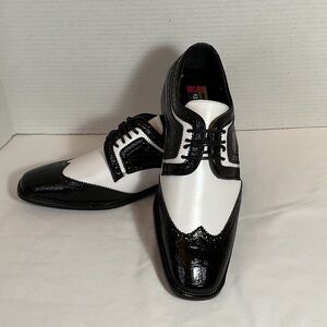 Bolano Black and White Men's Wingtip Oxford Shoes